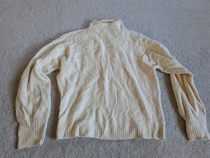 Gemütlicher cremeweißer Langarmpullover Damen meliert Large neu mit Etikett - Bild 1 von 17