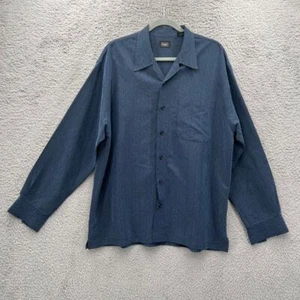Indie Grunge Men's Navy Blue Textured Button Down Casual Shirt L 90s baggy - Picture 1 of 8