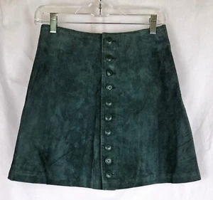 Express Skirt Suede Green A-Line New Sz 7/8 - Picture 1 of 8