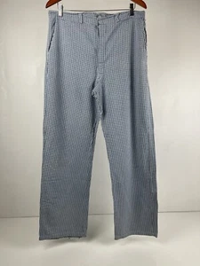 FM Womens Casual Pants Size 34” 88cm Large Blue White Gingham Checkered Trousers - Picture 1 of 20