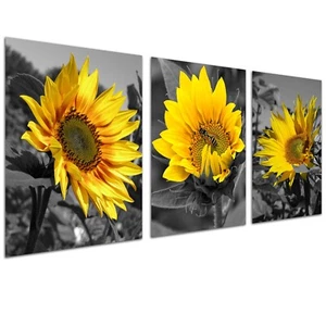 Sonnenblumenmalerei Bilder Wanddekoration - gelbe Dekorationen für Zuhause 12x15"" 3 Stck. - Bild 1 von 7