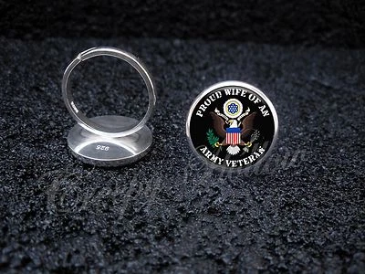 Army Veteran Proud 选择家庭成员 925 纯银戒指 — 第 1/3 张图片