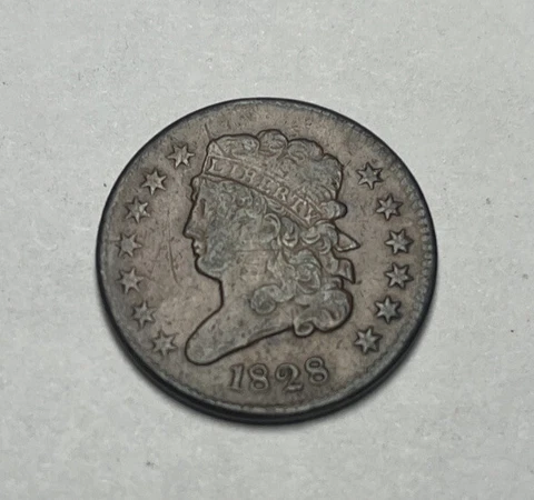 VERY FINE 1828 Classic Half Cent Cover