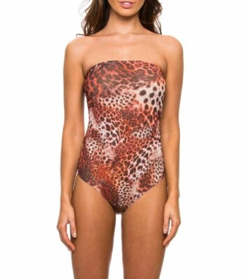 Kiniki Tan Through Swimsuit 14 AND Wrap L Animal Print Brown and Cream - Image 1 of 2