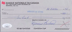 Maurice Richard Signed Maurice Richard Inc. Check JSA - Picture 1 of 3