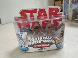 2009 Hasbro Star Wars Galactic Heroes Jawas & R2-D2 Mini Figure Set Pack, Sealed - Picture 1 of 3