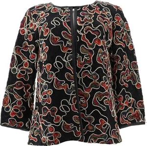 Dennis Basso Soutache Lace Jacket Faux Leather Trim Multi 4 NWOT (24) - Picture 1 of 9