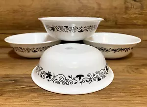 JUEGO DE 4 - CORELLE - ROLLOS DE PUERTA ENROLLABLE NEGRO - 6 1/4" ENSALADERAS DE CEREALES SOPA - Imagen 1 de 6