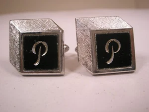 P Monogram Initial Letter Vintage SWANK Cuff Links peter paul phillip patrick pj - Picture 1 of 9