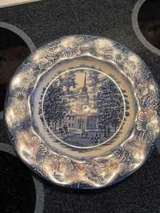 Liberty Blue Independence Hall Staffordshire Speiseteller 3er Set England - Bild 1 von 5