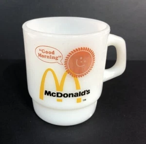 Vintage McDonalds Anchor Hocking Fire King Milk Glass Coffee Mug - Picture 1 of 8