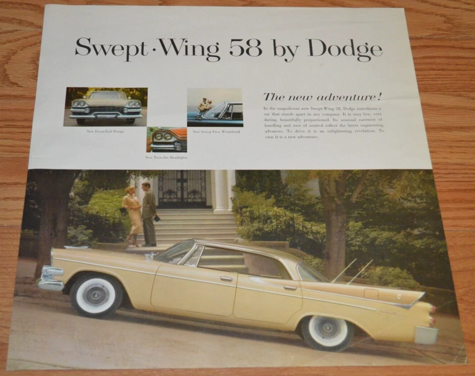 Dodge Custom Royal 1958 distribuidor original anuncio grande 58 ala barrida Foto 1 de 2