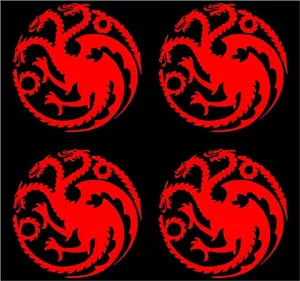 4 case logo Targaryan Game of Thrones decalcomania vinile auto portatile GOT adesivo finestra - Foto 1 di 5