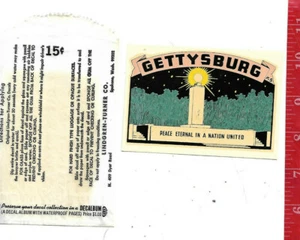 Adesivo acqua vintage Gettysburg pace nazione eterna unito Lindgren-Turner Co.  - Foto 1 di 1
