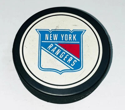 NEW YORK RANGERS NHL VINTAGE GENERAL TIRE SLUG OFFICIAL HOCKEY PUCK CANADA - Image 1 of 2