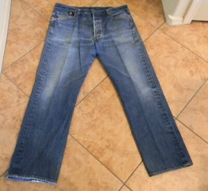 LEVI'S 501 BUTTON FLY MEN'S BLUE FADED DENIM JEANS 40X34 ACTUAL 38X32 FREE SHIP - Picture 1 of 10