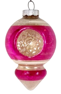 Shiny Brite Christmas Ornament Reflector High Spear Point Indent Pink 1950s #971 - Picture 1 of 8