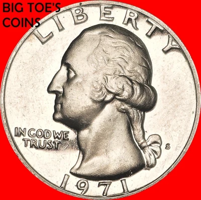 1971-S CLAD PROOF  WASHINGTON QUARTER DOLLAR VERY BEAUTIFUL COIN, FAST SHIPPING - Image 1 of 2