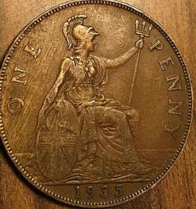 1935 UK GB GREAT BRITAIN ONE PENNY - Picture 1 of 2