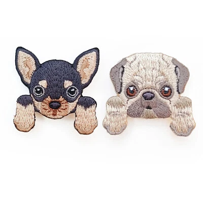 Broche Mochila Bolso de Mano Pin Bordado Dibujos Animados Realista Chihuahua Pug Lindo Perro Foto 1 de 4