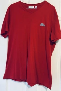 Lacoste Men Size 7 X-Large Red Shirt V-Neck Short Sleeve Regular Fit - Picture 1 of 4