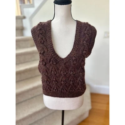 Винтажный Foxcroft коричневый ручной вязки шерсти пузырь трикотажа жилет без рукавов - Изображение 1 из 4