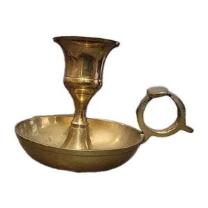 Vintage Brass Chamberstick Candleholder - Picture 1 of 6