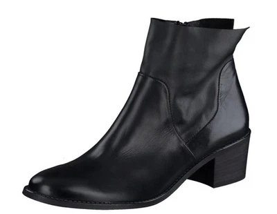 Paul Green Women's Booties Black Leather Side Zipper Boots Size UK 6 US 8.5 - Image 1 of 4
