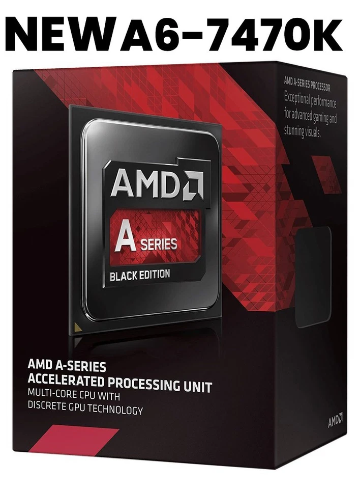 NEW AMD A6-7470K Dual-Core 3.7 GHz Socket FM2+ AD747KYBJCBOX Processor w/Cooler - Image 1 of 4