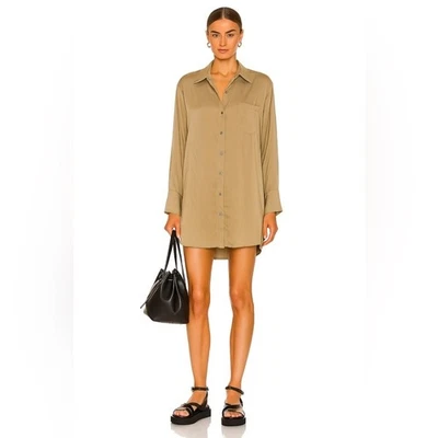 Banana Republic 100% Silk Button Front Shirt Dress Tan Beige Size Medium - Image 1 of 4