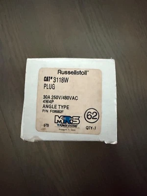Russellstoll 3118W Plug 30A 250V 480 VAC P/N F08982F - Image 1 of 4