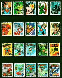 DC Super Heroes #4084a-t - 2006 Complete set of 20 Used Stamps - Picture 1 of 1