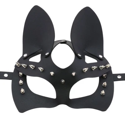 Mask Fox Cosplay Leather Masquerade Fancy Mask UK Women Sexy Party Half Face Cat - Image 1 of 4