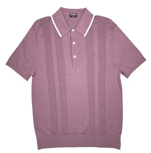 Todd Snyder Polo Sweater Ribbed Silk - Cotton Tipped Smoked Mauve SZ M New $248 - Picture 1 of 9
