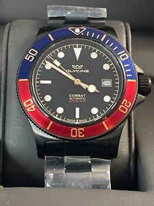 NEW GLYCINE 42MM COMBAT SUB SWISS MADE AUTOMATIC SAPPHIRE CRYSTAL SS DIVER WATCH