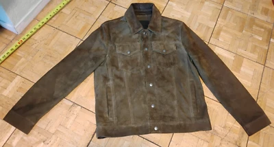 Cole Haan Green Suede Trucker Jacket - Men US Size Small - Image 1 of 4