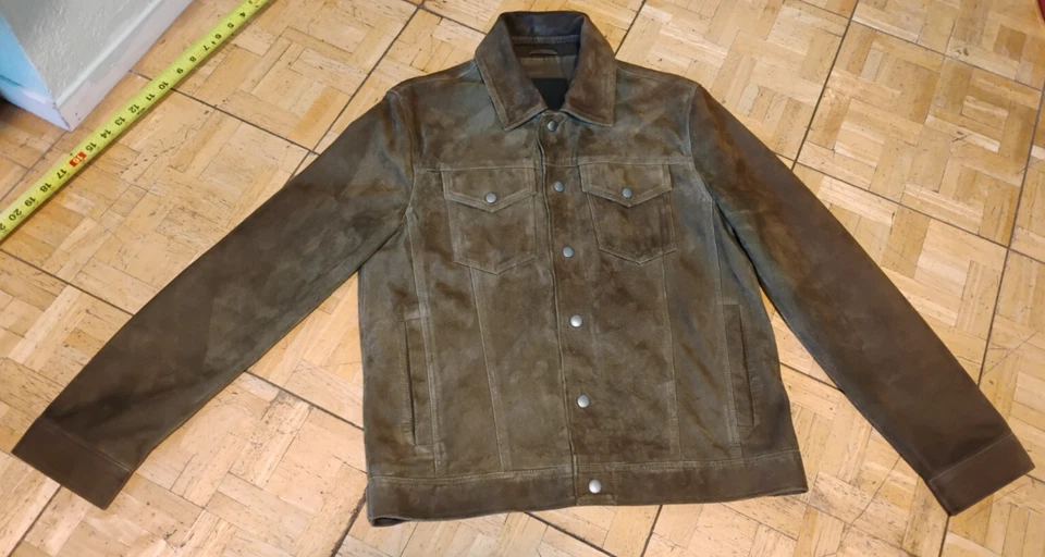 Cole Haan Green Suede Trucker Jacket - Men US Size Small - Image 1 of 4