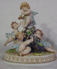 Capodimonte Bisque Porcelain Cherub Putti Angel Figure Grouping  