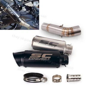 51MM For Suzuki GSR750 GSX-S750 BK750 Slip On Exhaust Tips Muffler Mid Link Pipe - Picture 1 of 13