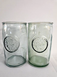 2 authentische 100 % recycelte Glas Trinkgläser 5 1/8" Höhe x 3" Breite - Bild 1 von 5