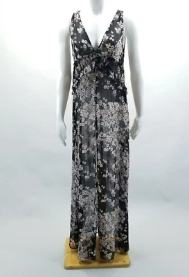 Chaleco Zara Trafaluc Mujer M Negro Floral Maxi Plumero Gasa Transparente Boho Hippie Foto 1 de 4
