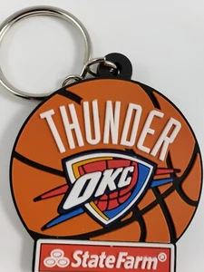 Vintage OKC Thunder Basketball Key Chain Ring - Picture 1 of 6