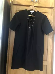 BCBG GENERATION BLACK SHORT DRESS with LACE UP FRONT SIZE XXS - Picture 1 of 7