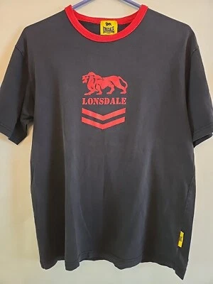 Vintage Y2k Lonsdale Lion Shirt Size Medium Stripe Navy Red Mod Dr Marten Oi! - Image 1 of 4
