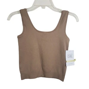 Athleta Girl Rise Above Rib Crop Tank Top Athletic NWT Size XXL 16 Brown - Picture 1 of 8