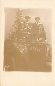 Postcard: RPPC Five Unknown Young Men in Car, 1900's - Picture 1 of 2