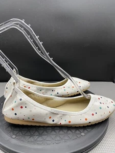Foldy Ballet Flats Womens Size 8 White Polka Dot Slip On Lightweight Shoes - Picture 1 of 10