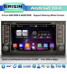 ERISIN 7 Pouces Android 10.0 Autoradio pour VW Touareg T5 Multivan Support