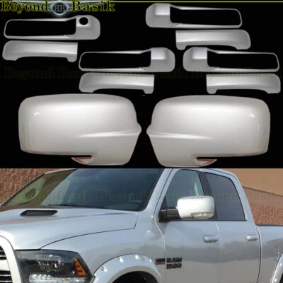 For 2013-2018 Dodge Ram Door Handle COVERS No PH+Mirrors W/BSH PS2 BRIGHT SILVER - Изображение 1 из 4