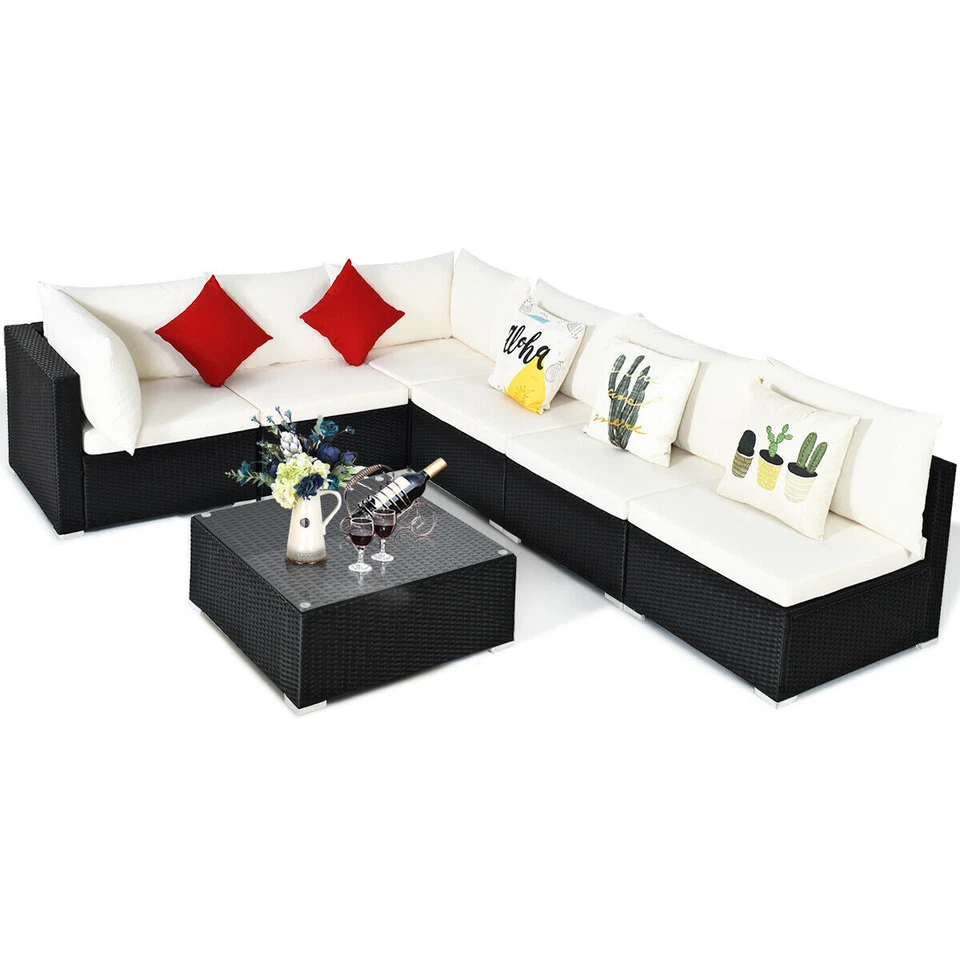 Costway HW64273BE Sofa Set Sectional Conversation Furniture Set Garden